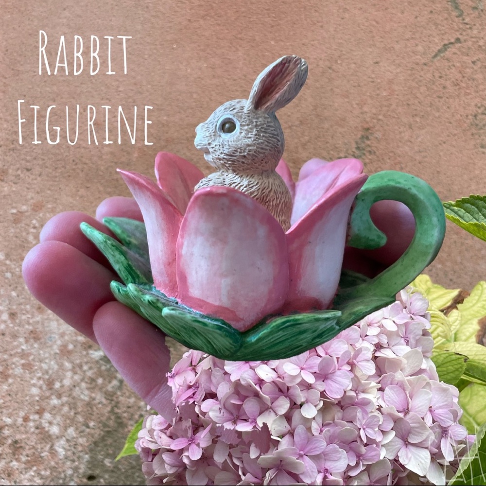 Vintage Floral Rabbit Figurine